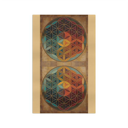Geometric Flower of Life Circles Microfiber Dish Towel | Boho Sacred Geometry