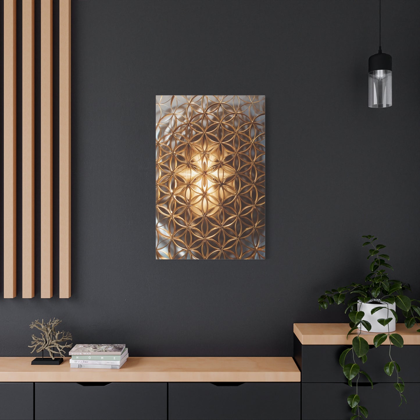 Christ Conscious Golden Flower of Life Pattern Matte Canvas