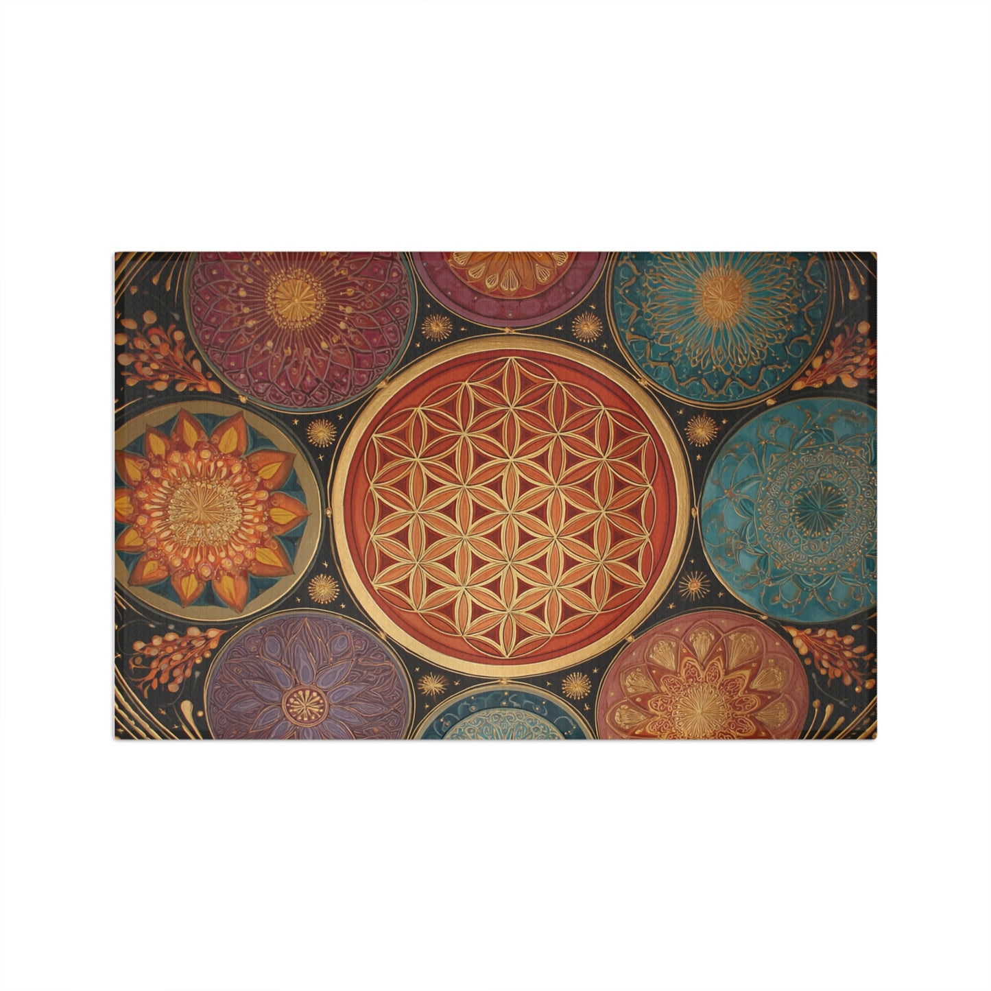 Flower of Life Mandala Microfiber Dish Towel | Geometric Boho Kitchen Towel