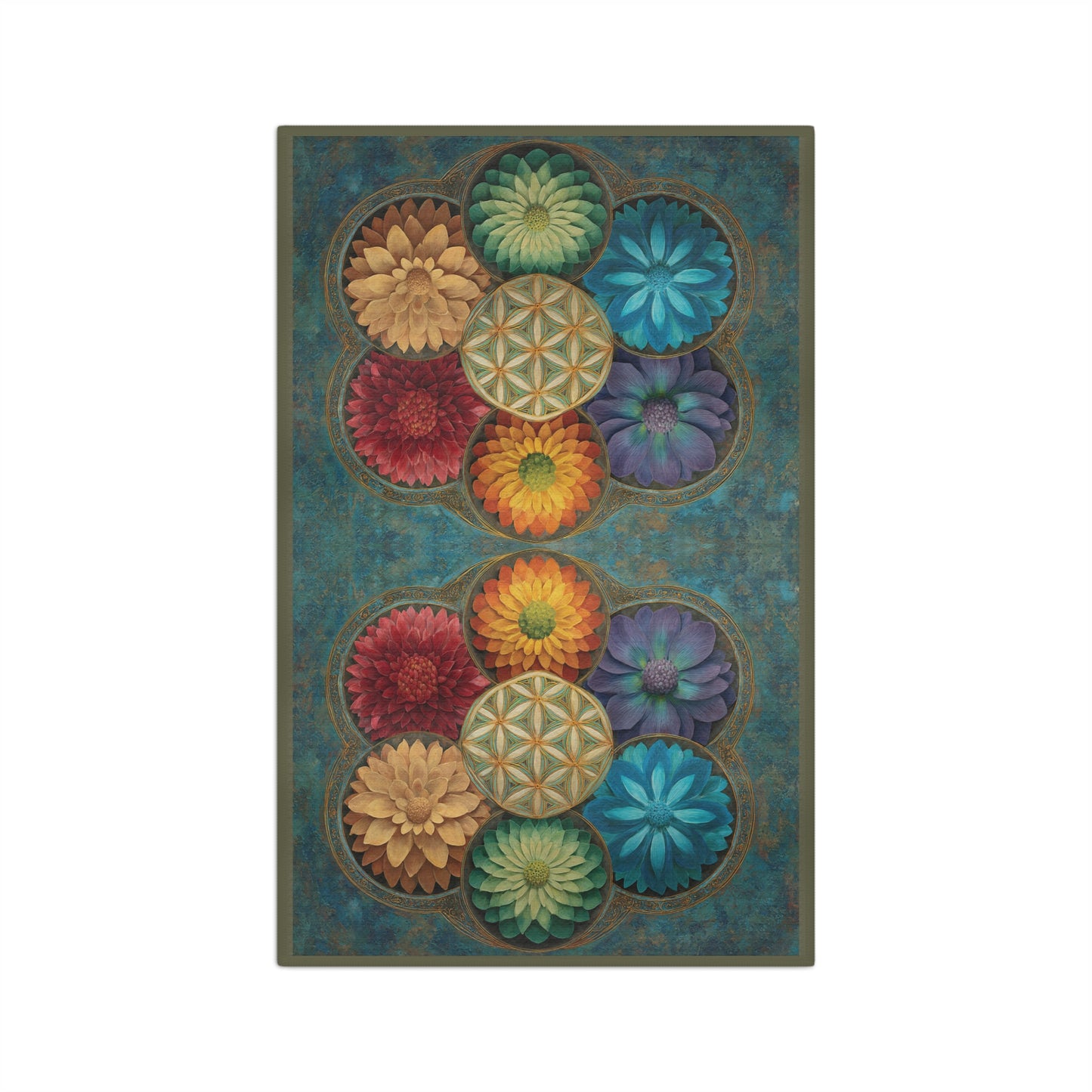 Colorful Floral Mandala Microfiber Hand Towel | Geometric Flower Pattern