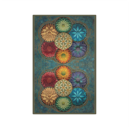 Colorful Floral Mandala Microfiber Hand Towel | Geometric Flower Pattern