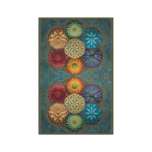 Colorful Floral Mandala Microfiber Hand Towel | Geometric Flower Pattern