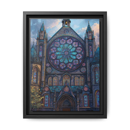 Stained Glass Healing Temple Rose Window Matte Canvas Framed