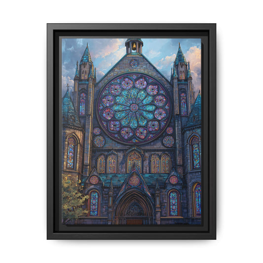 Stained Glass Healing Temple Rose Window Matte Canvas Framed