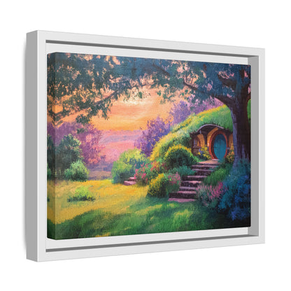 Hobbit House Landscape Matte Canvas Framed | Fantasy Cottage Wall Art