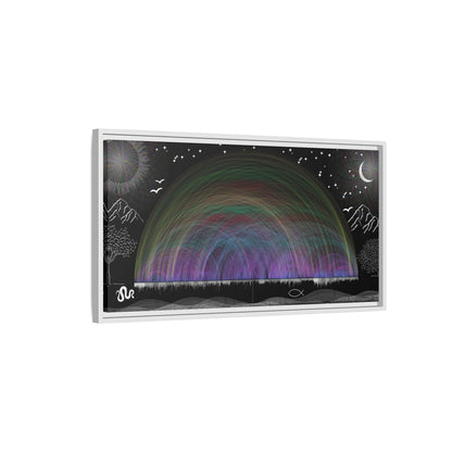 Framed Matte Canvas —  63,779 Bible Cross references Chart Rainbow Aurora Nightscape Wall Art
