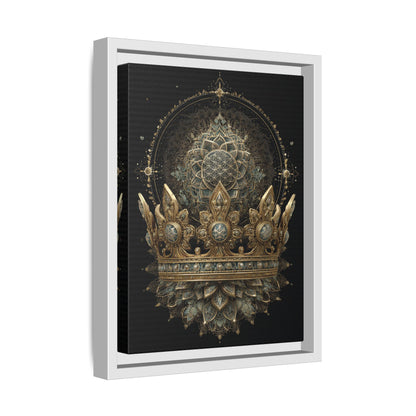 Ornate Crown Artwork Framed Canvas | Black Frame, Mandala Crown Print