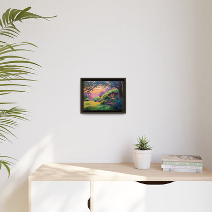 Hobbit House Landscape Matte Canvas Framed | Fantasy Cottage Wall Art