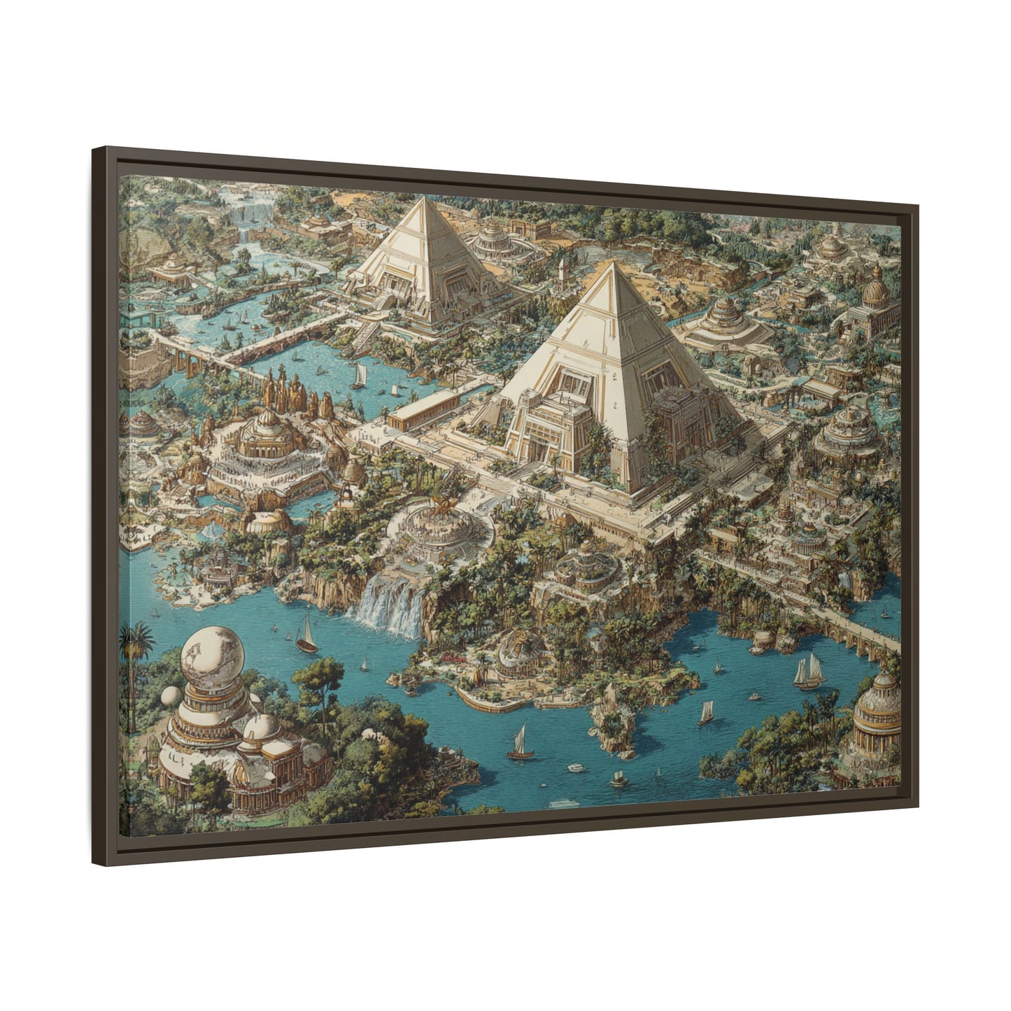 Ancient Pyramid City Matte Canvas Framed | Fantasy Landscape Wall Art