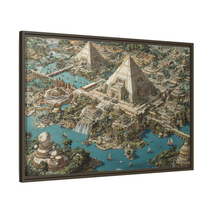Ancient Pyramid City Matte Canvas Framed | Fantasy Landscape Wall Art