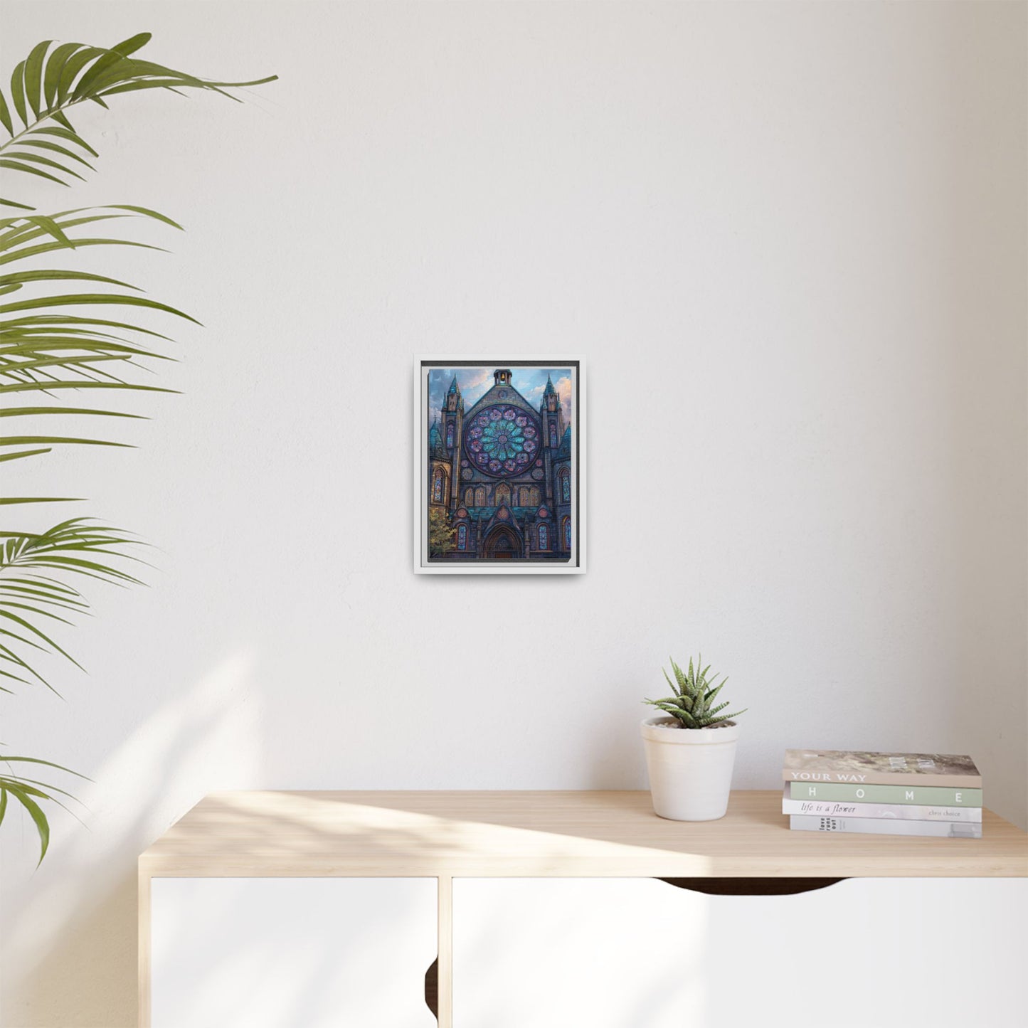Stained Glass Healing Temple Rose Window Matte Canvas Framed