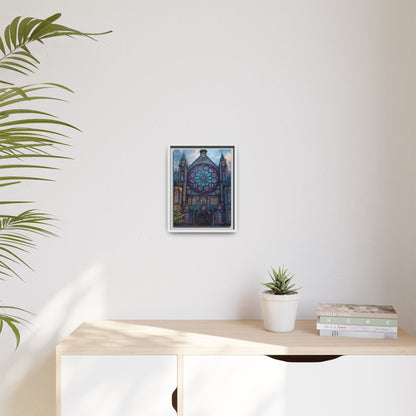 Stained Glass Healing Temple Rose Window Matte Canvas Framed