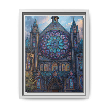 Stained Glass Healing Temple Rose Window Matte Canvas Framed