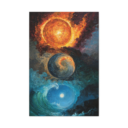 Cosmic Elements Matte Canvas Print — Earth, Air, Fire Water Stretched Wall Art