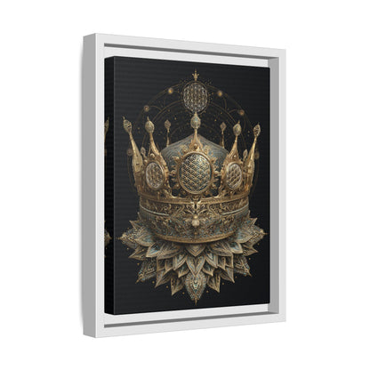 Ornate Crown Illustration Framed Canvas | Black Frame, Decorative Wall Art