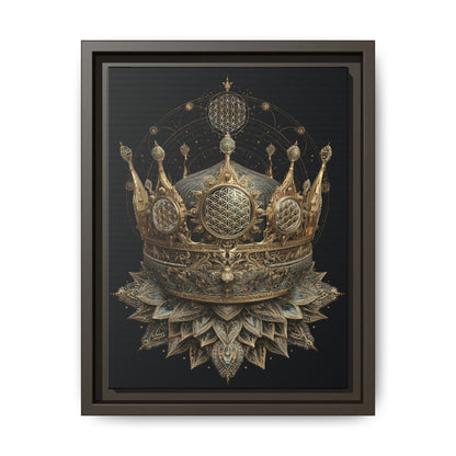 Ornate Crown Illustration Framed Canvas | Black Frame, Decorative Wall Art