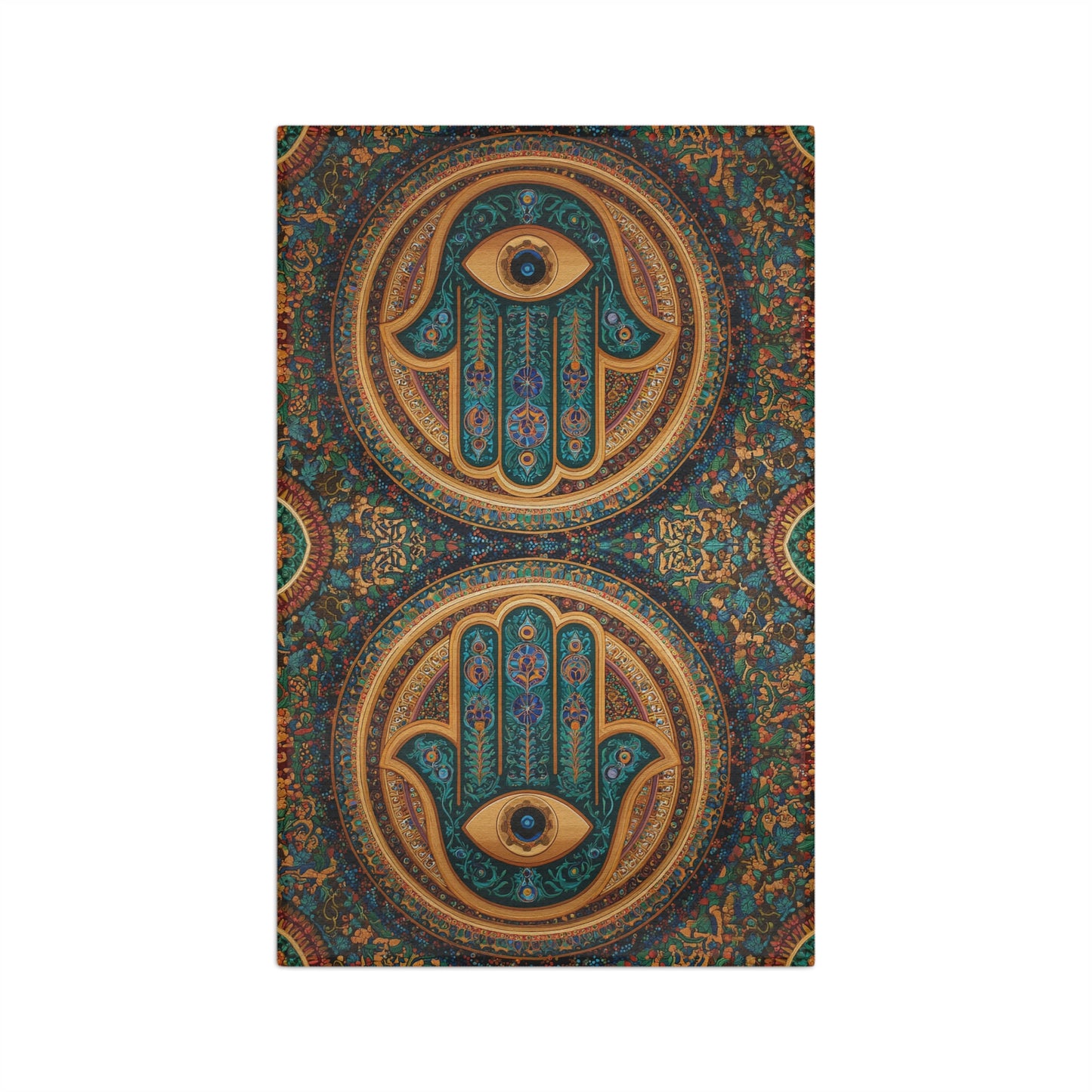 Hamsa Hand Pattern Microfiber Hand Towel | Boho Moroccan Eye Kitchen Towel