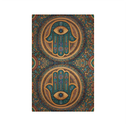 Hamsa Hand Pattern Microfiber Hand Towel | Boho Moroccan Eye Kitchen Towel