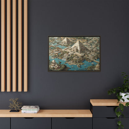 Ancient Pyramid City Matte Canvas Framed | Fantasy Landscape Wall Art