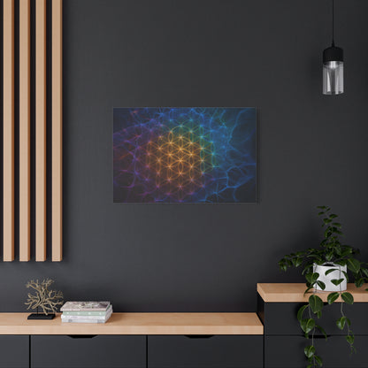 Flame Flower of Life Sacred Geometry Canvas | Rainbow Fractal Wall Art