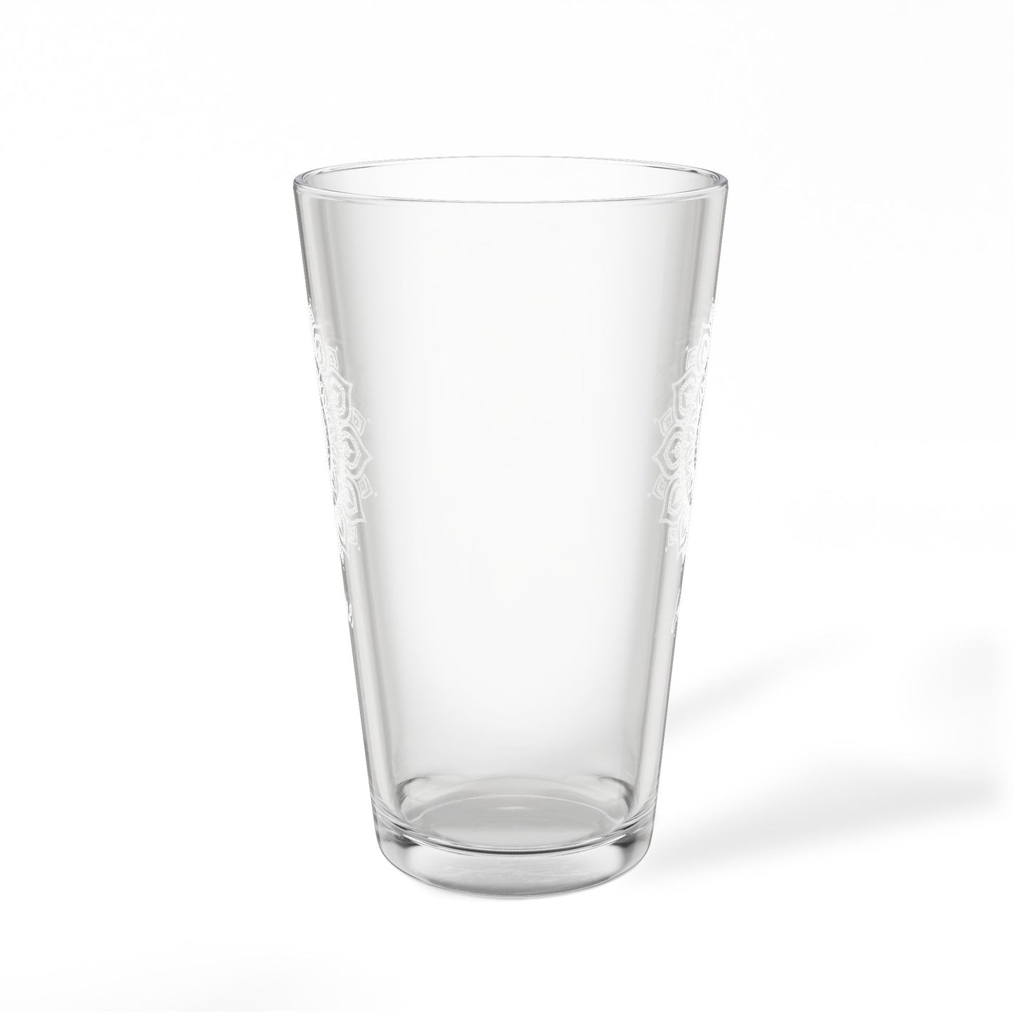 Mandala Engraving Pint Glass 16oz | Etched Floral Glassware