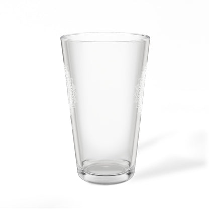 Mandala Engraving Pint Glass 16oz | Etched Floral Glassware