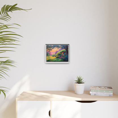 Hobbit House Landscape Matte Canvas Framed | Fantasy Cottage Wall Art