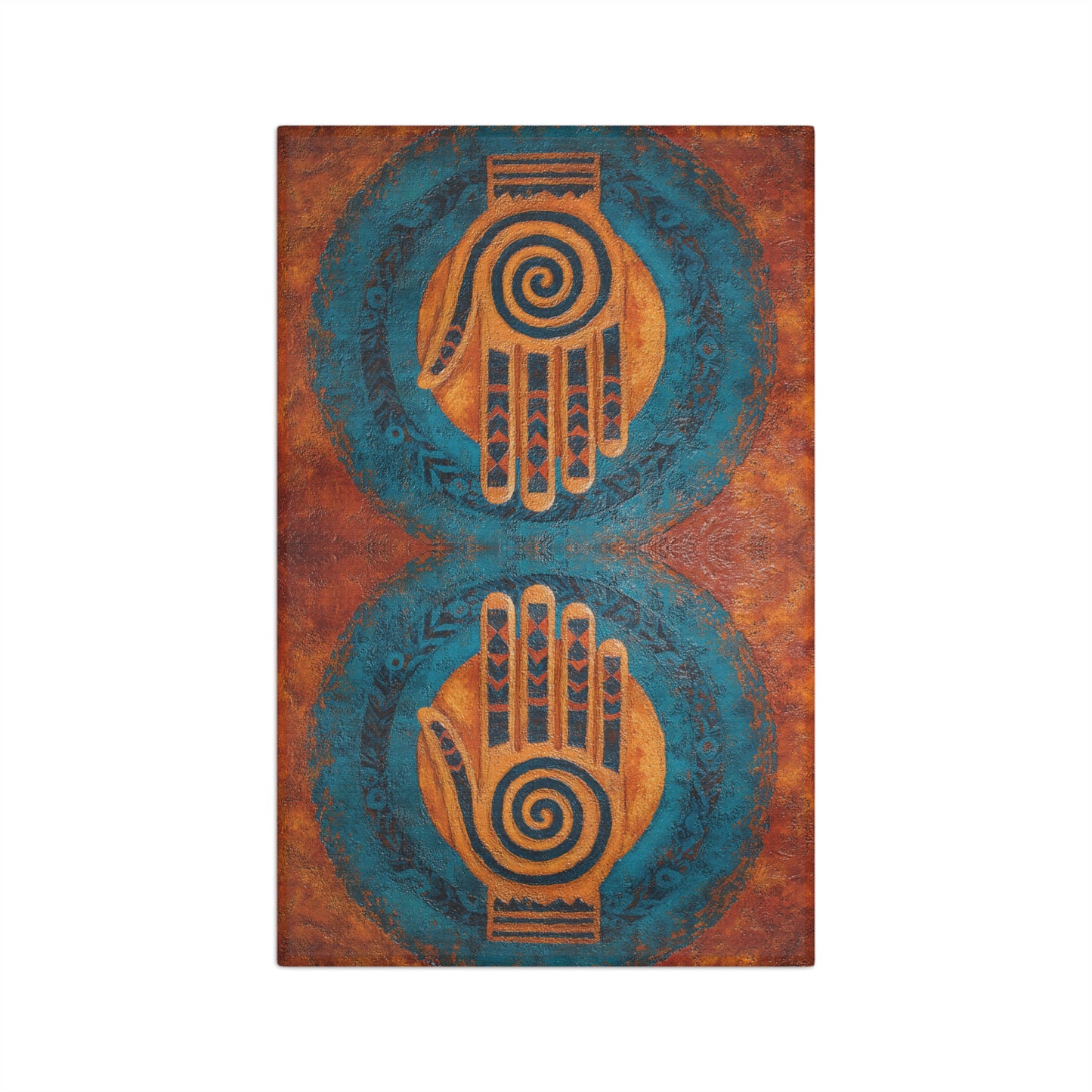 Hamsa Spiral Hand Microfiber Hand Towel | Boho Tribal Sunburst Design