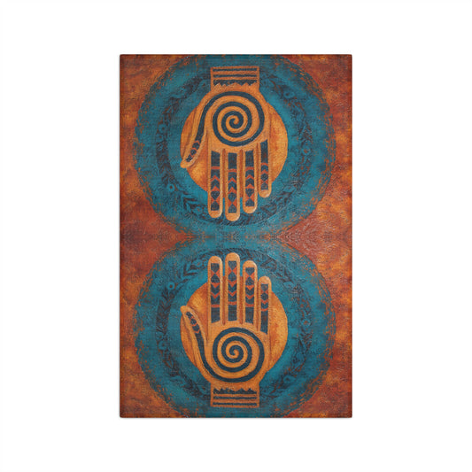 Hamsa Spiral Hand Microfiber Hand Towel | Boho Tribal Sunburst Design
