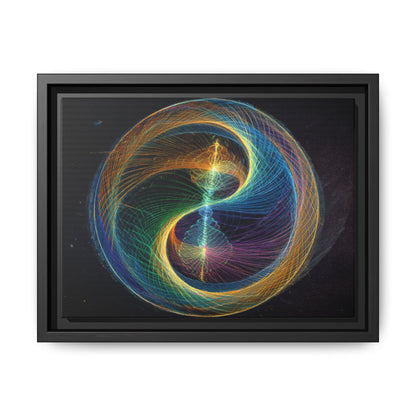 Colorful Yin Yang Spiral Vortex Abstract Fractal Framed Canvas