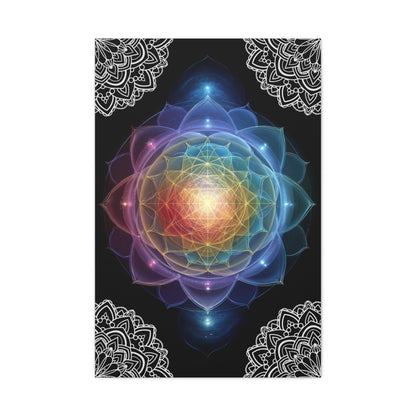 Sacred Geometry Rainbow Lotus Canvas