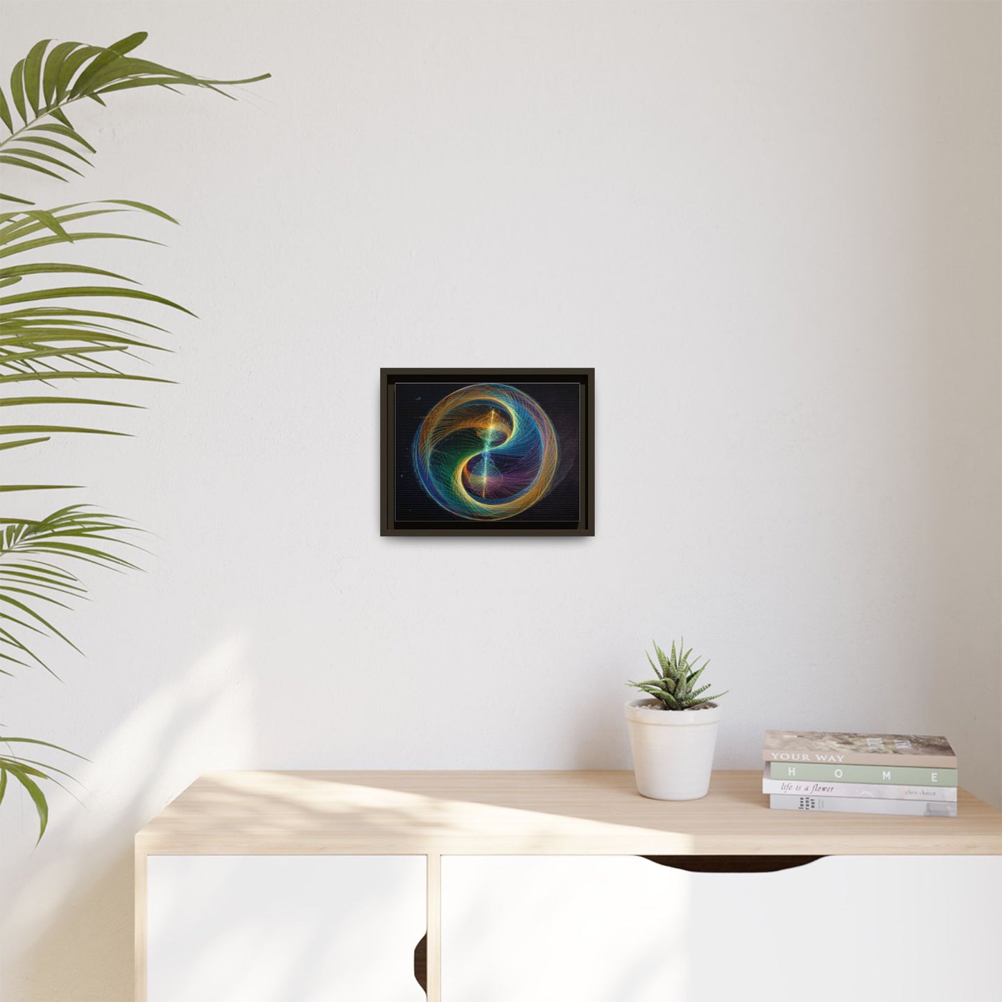 Colorful Yin Yang Spiral Vortex Abstract Fractal Framed Canvas