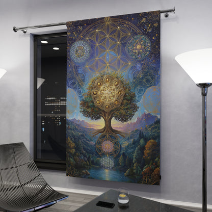 Mystical Tree of Life Tapestry Curtain — Spiritual Window Drapery