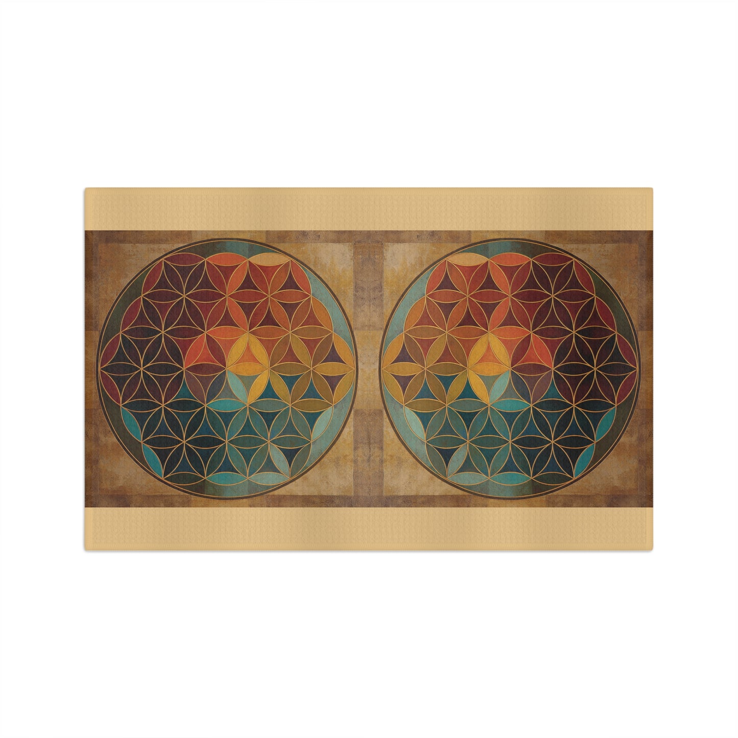 Geometric Flower of Life Circles Microfiber Dish Towel | Boho Sacred Geometry