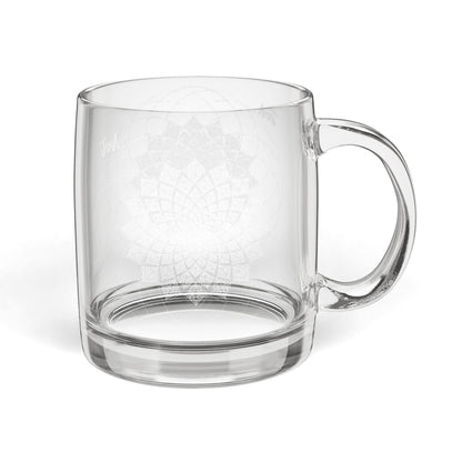 Geometric Mandala Engraved Glass Coffee Mug | 12.25oz